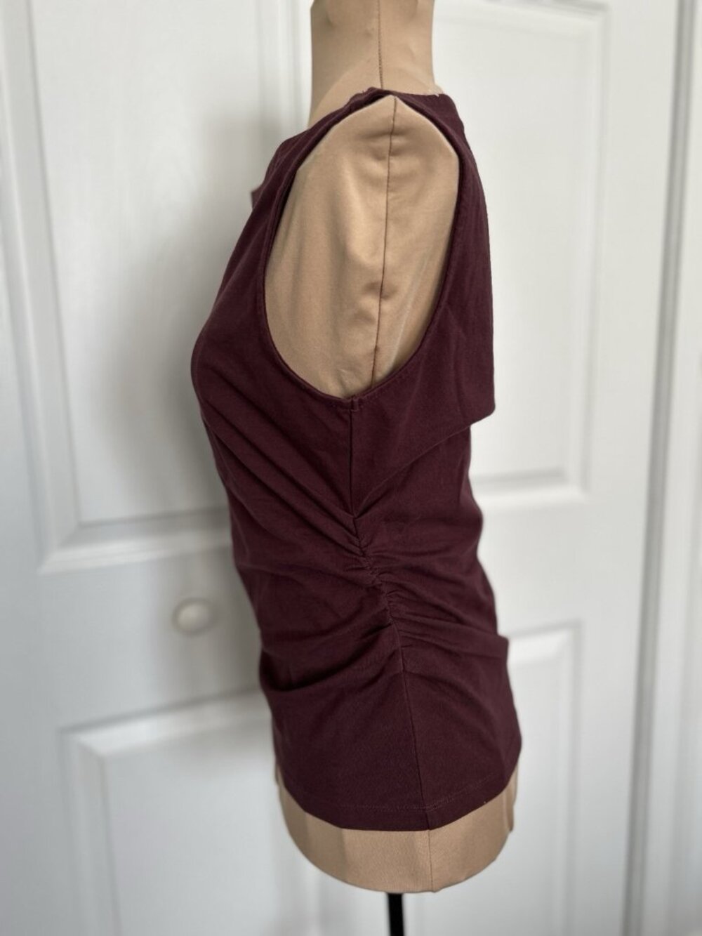 Madewell  100% Cotton Side Cinched Boatneck Tank in Dark Fig Purple Size XXS - Picture 4 of 10